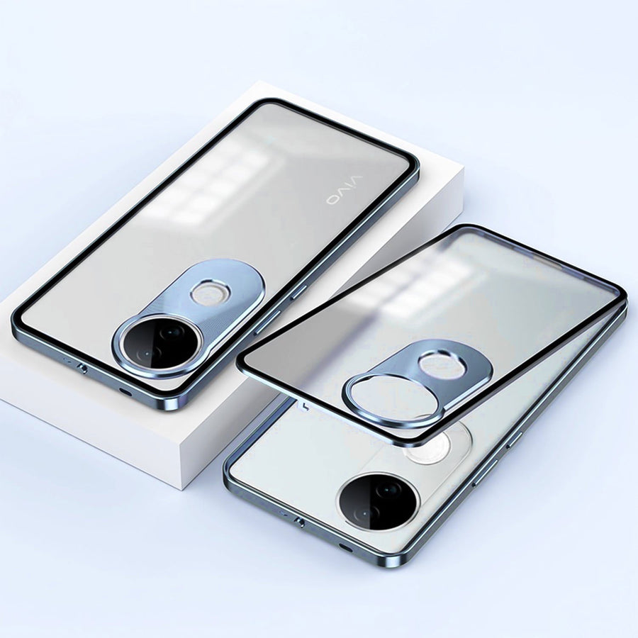 Vivo V50 5G Aluminium Metal Bumper Shield Transparent Back Case
