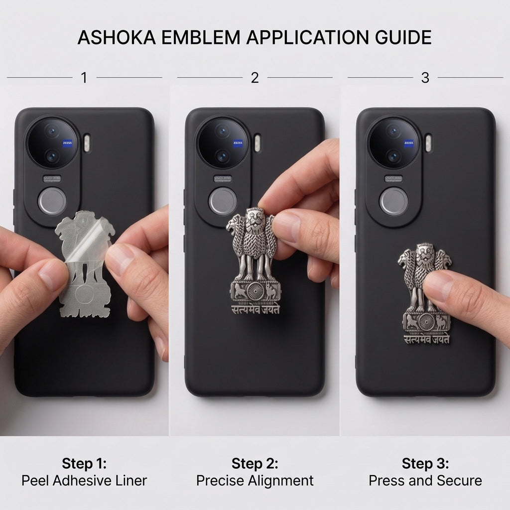 Vivo V50 5G Compatible Satyamev Jayate 3D Metal Emblem Sticker