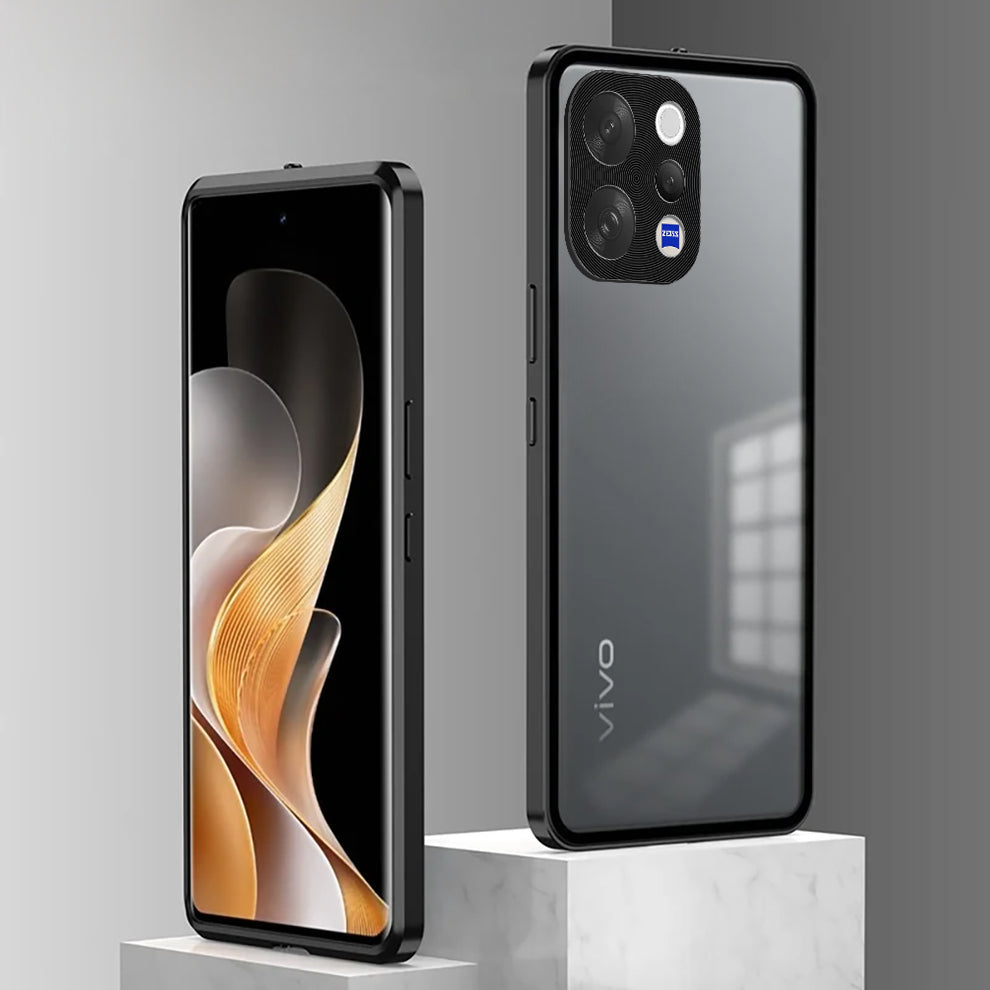 Vivo V70 5G Aluminium Metal Bumper Shield Transparent Back Case